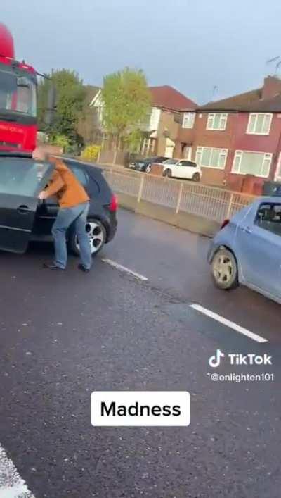 Guy in car is lucky he didn’t flip