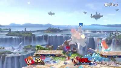 Slapping around some fat boys as the orange plumber.