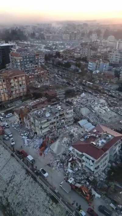 Drone footage shows destruction after earthquake in Turkey