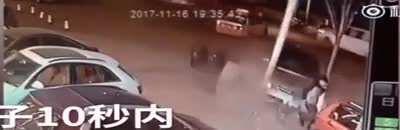 two for one: speeding car and the light pole