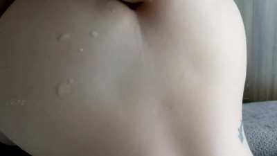 Bent me over the living room couch and covered my ass with cum.