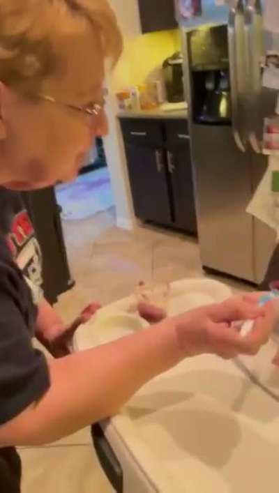 To feed the baby playfully