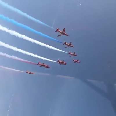 RAF Red Arrows perform the arrival loop