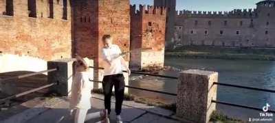 A couple dudes got some ruber swords in Verona