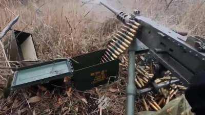 UAF firing their M2 at the occupiers on the front lines. No location/date given.