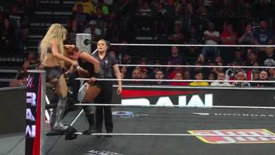 Maxxine Dupri busted on the turnbuckle by Becky Lynch