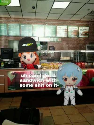 Rei plush goes to get some subway (yes I took time out of my day to make this)