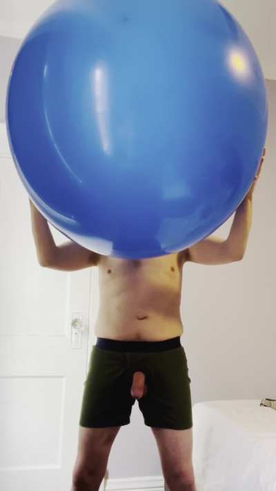 I love the involuntary moans that come out when I’m I’m blowing up a huge balloon, I can feel the throb in my cock as it gets bigger and tighter in my hands until I unload my cum all over! Would you “cum” play with me and my big balloon? 😈