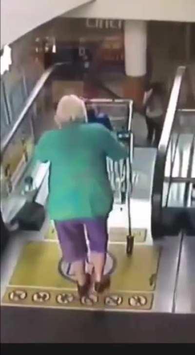 To take a shopping trolley down the escalator