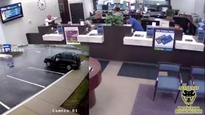 Bank robber loses gunfight