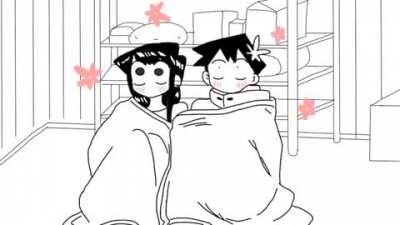 Komi-San blanket scene animation.