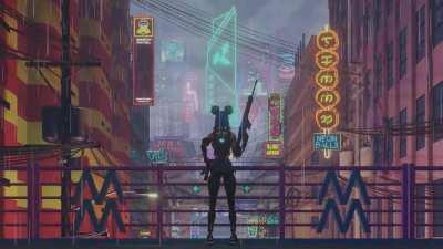 Neon standing in rain wallpaper for all the people who love rain, posh buildings and VALORANT!