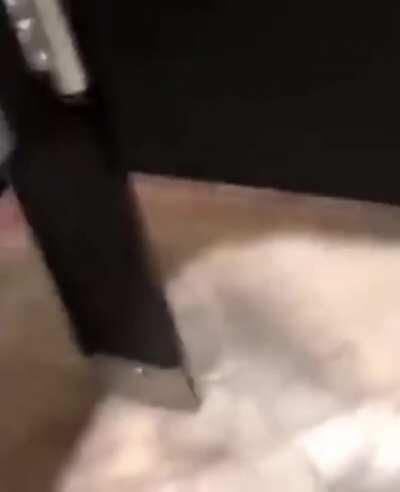 Crawling under a stranger's bathroom stall