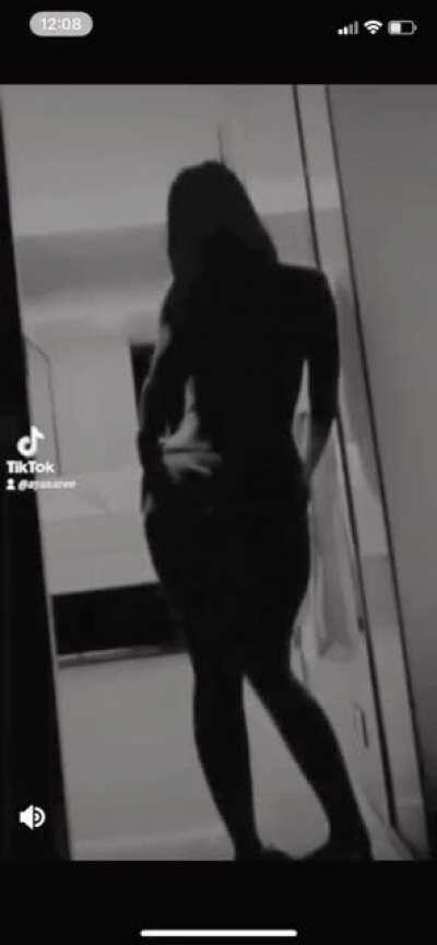 She hid her face but not much else.