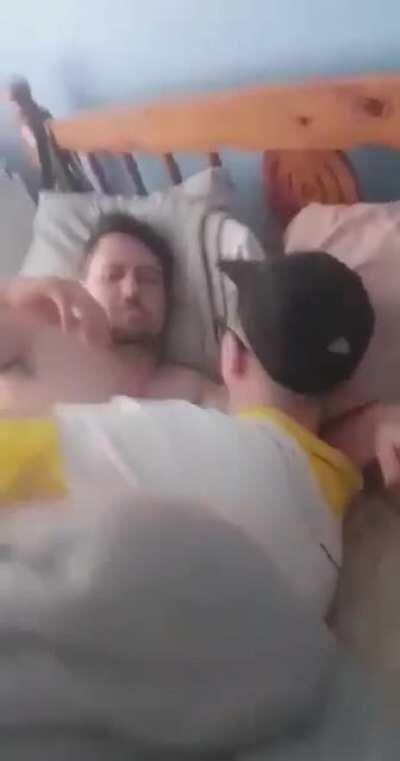 My friend got into bed with his sisters boyfriend as she went to the bathroom.