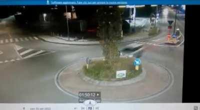 There's an accident every two weeks in this roundabout. Yesterday's was... different