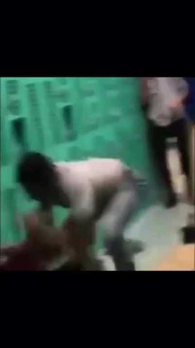Girl tries to jump in a boy’s locker room fight and doesn’t exactly go well for her