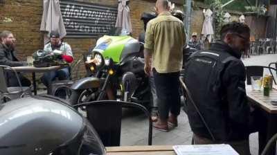 Sir, you can't park that here. He deserves the dildo headlight haha