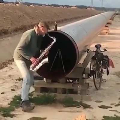 The bit, a dude and his pipes.