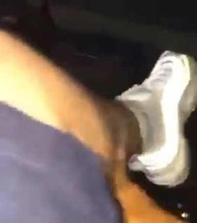 careless guy drops pocket knife and pokes his self