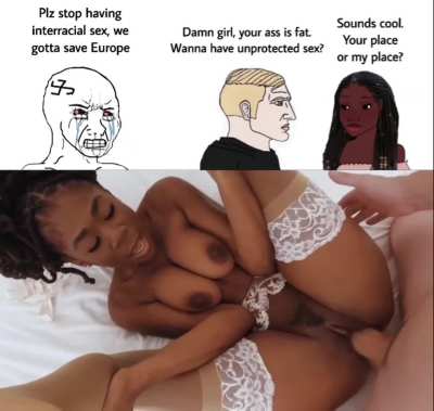 Refugees welcome indeed ! Time for you to prove your worth and get some real seed inside your womb ~