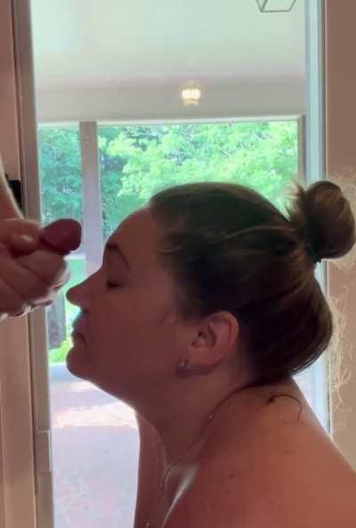 He covered my face while my husband was working out in the yard!