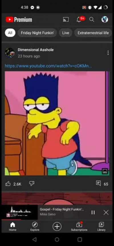 Was scrolling through my yt feed with Gospel in the background when suddenly Bart Simpson started vibing HARD in a perfect loop