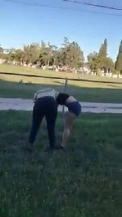 Big girl gets badly beaten and humiliated in front of a laughing crowd