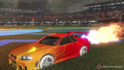 ['99 Nissan Skyline GT-R R34] [Orange Mainframe] [Flamethrower] [Titanium White Apex]