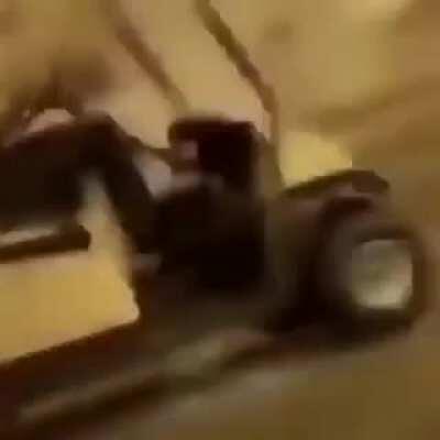 To drift a golf cart in a garage