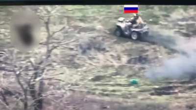 Advancing Russians on a ATV hit mines in the Donbas. Unknown Date.