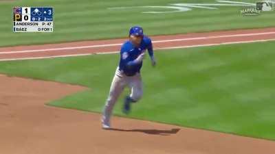Javy Baez avoids getting out to let Wilson Contreras score from 2nd base