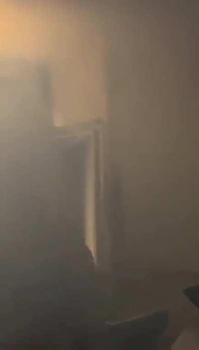 public bathroom wall blown off 