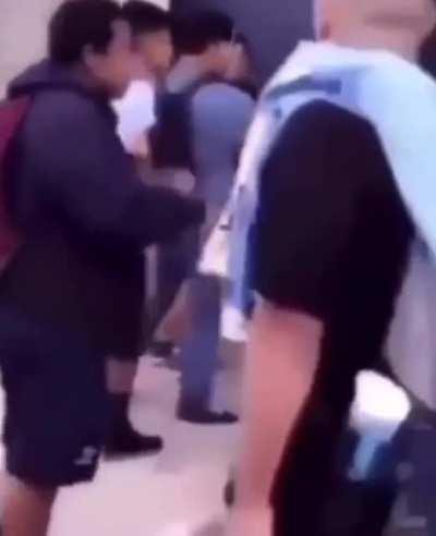 Kid wipes other kids face with his ass