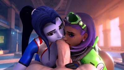Widowmaker & Sombra sharing your cock (ArhoAngel)