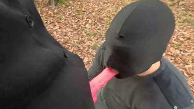 Sucking my pink dildo on last sunny day