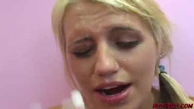 Jacky Joy feels the impact against her face