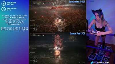 Playing Two Games of Elden Ring At the Same Time (Dance Pad + Controller)