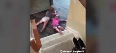 Letting your toddler carry your baby down the stairs.