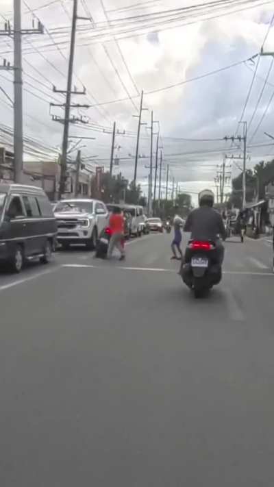 Rider tries to speed through a pedestrian lane, gets a wipeout instead.