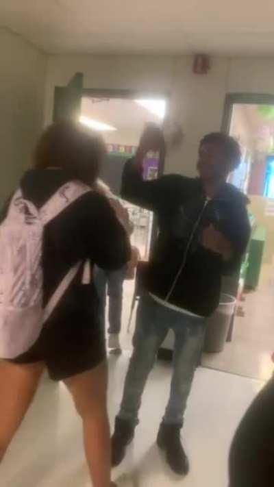 Girl shoves boy at school, he beats the shit out of her.