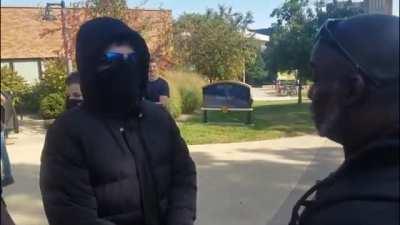 Black guy puts a white antifa in his box till a girl white knights.