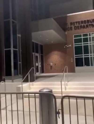 Police coming out of their department building to fire at protesters. Who is starting the violence here?