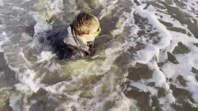 “Let’s go in the water, daddy!”