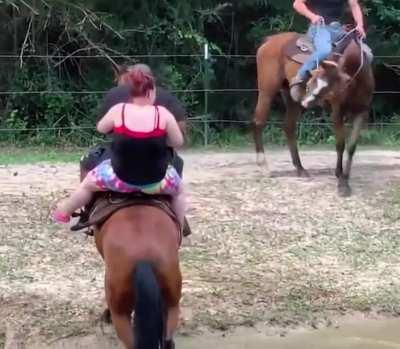 To cross a river on horseback.