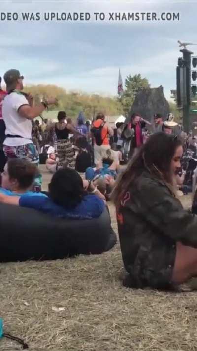 Drunk girl does not care about the crowd