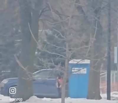 ICE Agent Slips on Ice Then Follows Handcuffed Woman Into a Single Porta-Potty and Closes the Door WTF