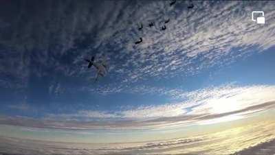 An absolutely astounding video of a Jump ship (Kingair C90) entering a stall with jumpers on the door.