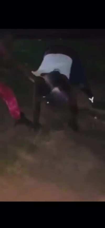Bro unk nem fighting outside granny house over the last cold beer !