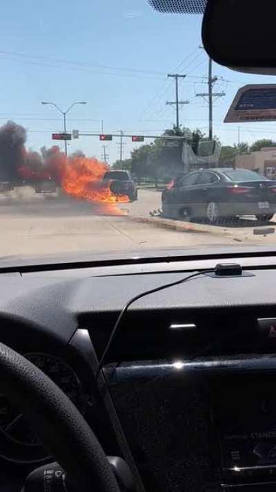 This is what a car looks like after the gas tank explodes